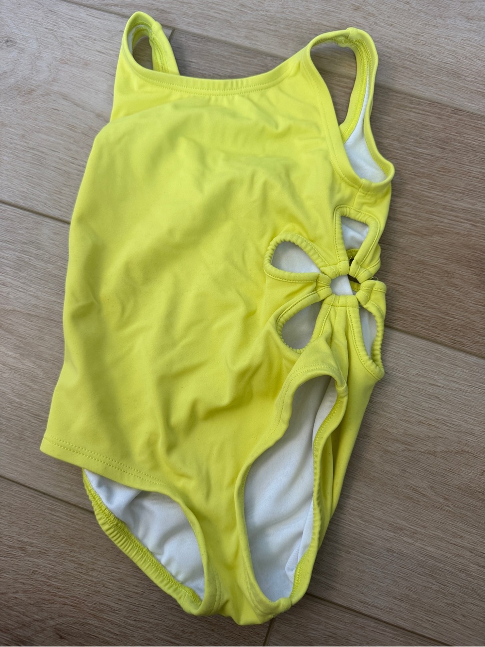 Hanna Andersson Bright Yellow Girls' One-Piece Swimsuit with Side Knot Cutouts